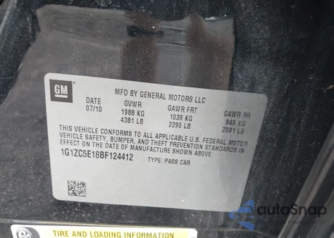 2011 Chevrolet Malibu 1Lt из США, поврежденный, VIN 1G1ZC5E18BF124412